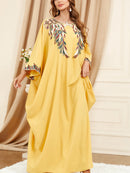 KTX-7982841364696 Yellow Bat Sleeve Loose Kaftan