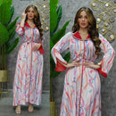 KTX-7982841102552 Fashion Line Pattern Twist Lace Kaftan