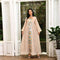 Apricot Square Collar Beaded Embroidery Long Sleeve Elegant Dress