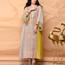 KTX-7982701052120 breathable spring women long sleeve pattern kaftan with floral striped dress