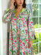 KTX-7982841692376 Floral Pattern Lapel Collar Long Sleeve Elegant Kaftan