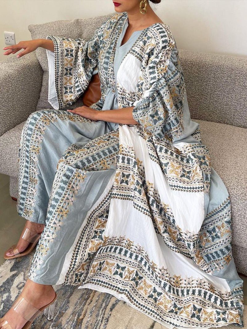 KTX-7982836482264 Elegant Ethnic Print Long Sleeve Jumpsuit