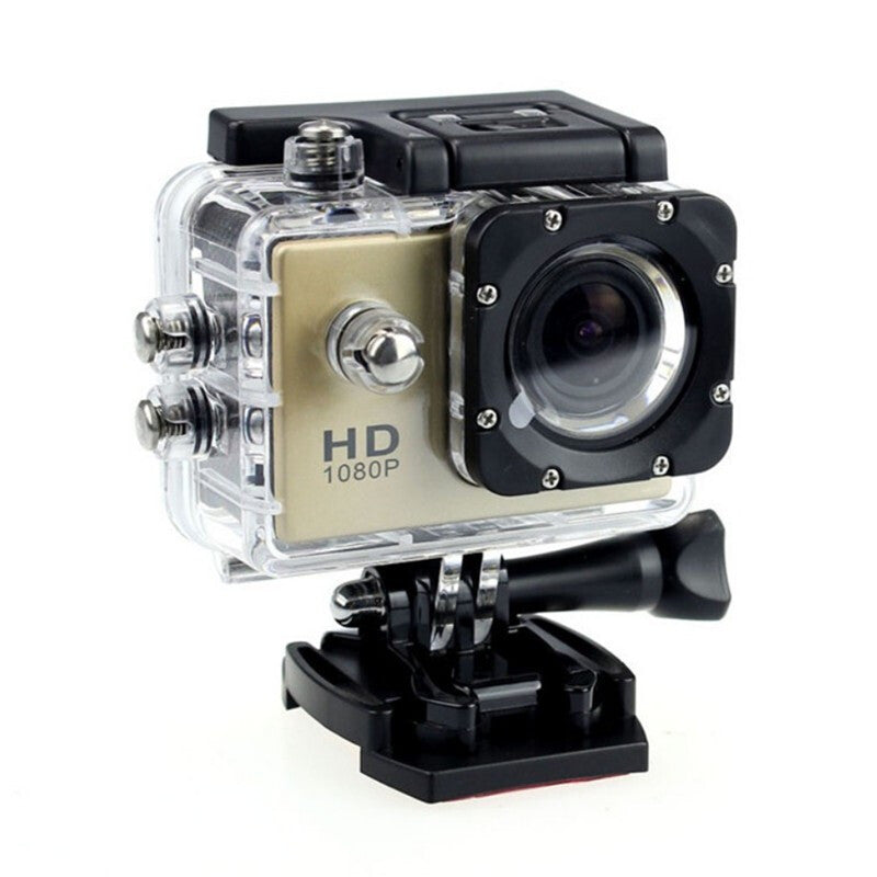 1080P HD Sports DV Mini Waterproof Camera - Golden Yellow