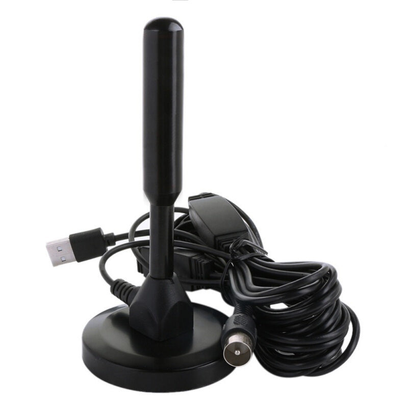 1080p 4K 16ft Coax Cable Indoor USB TV Antenna - Black