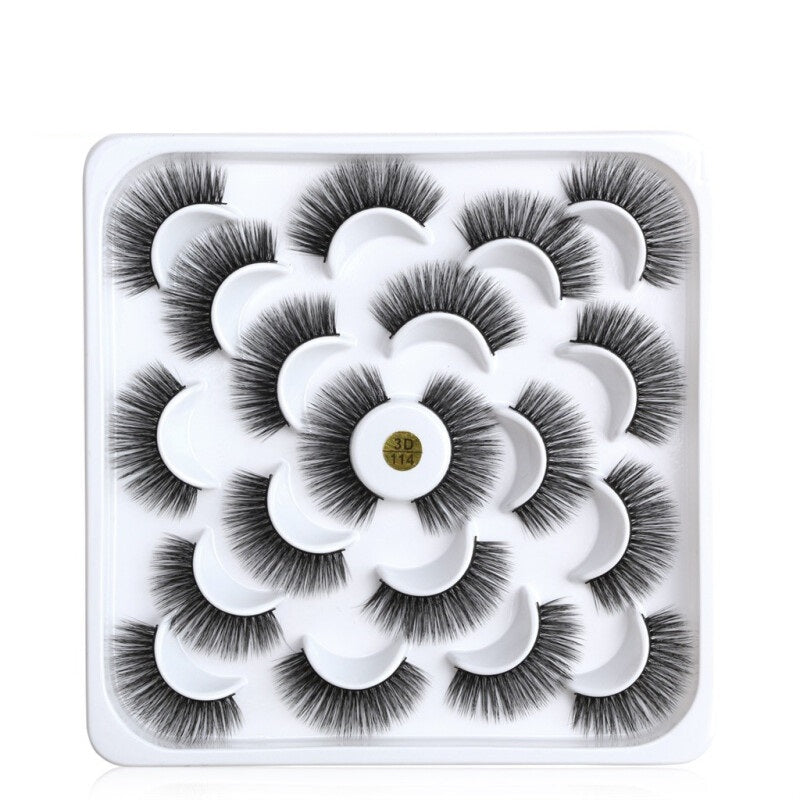 10 Pairs 3D Mink Natural Hair False Eyelashes - Black