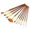 10Pcs Premium Professional Paint Brushes Set - Brown