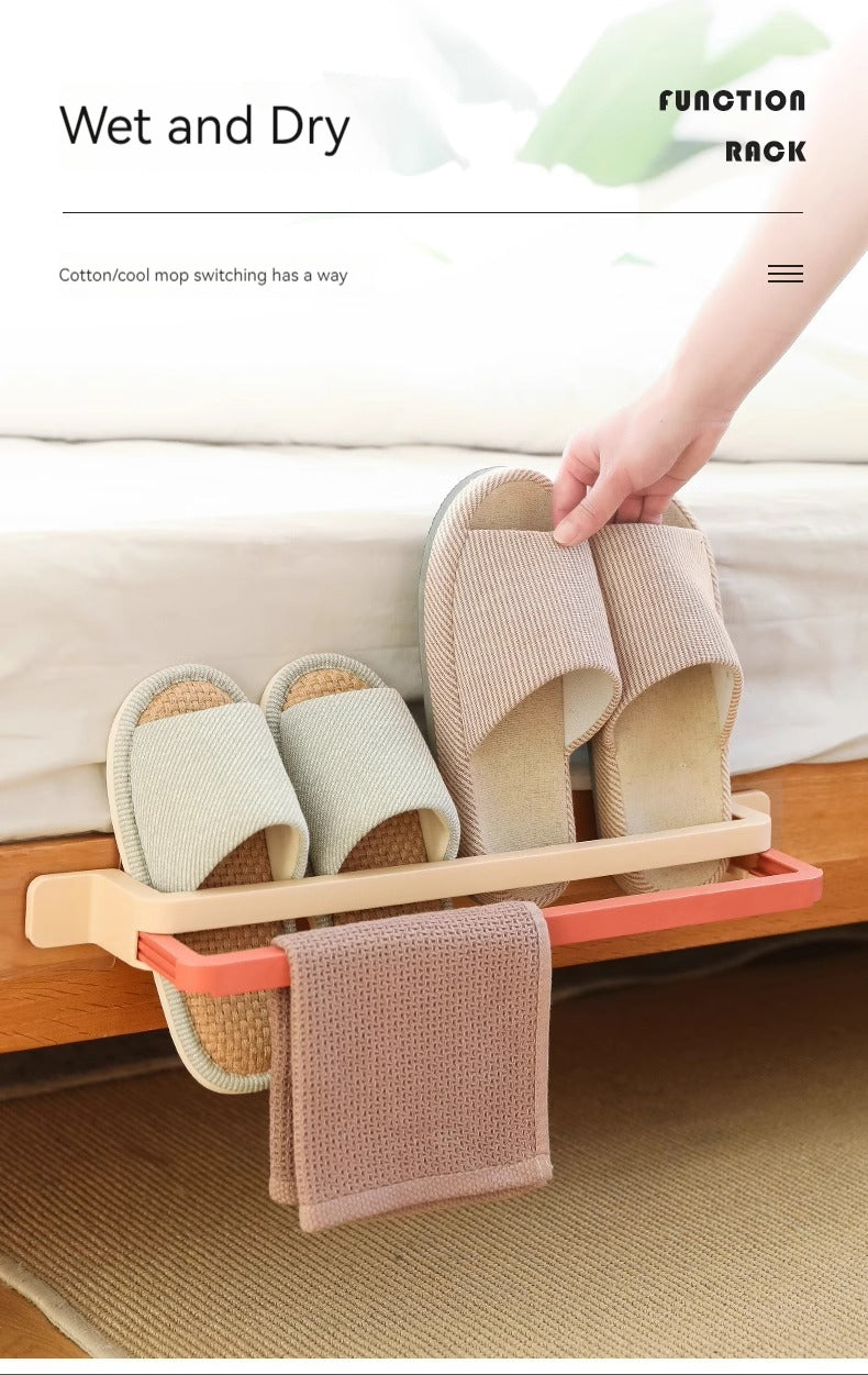 KT-11-30-002 Slipper Rack, Shoe Rack, No Punch, Bathroom Organizer, Drainage, Foldable, Bathroom Shelf, Wall Mounted, Household  -2 pieces