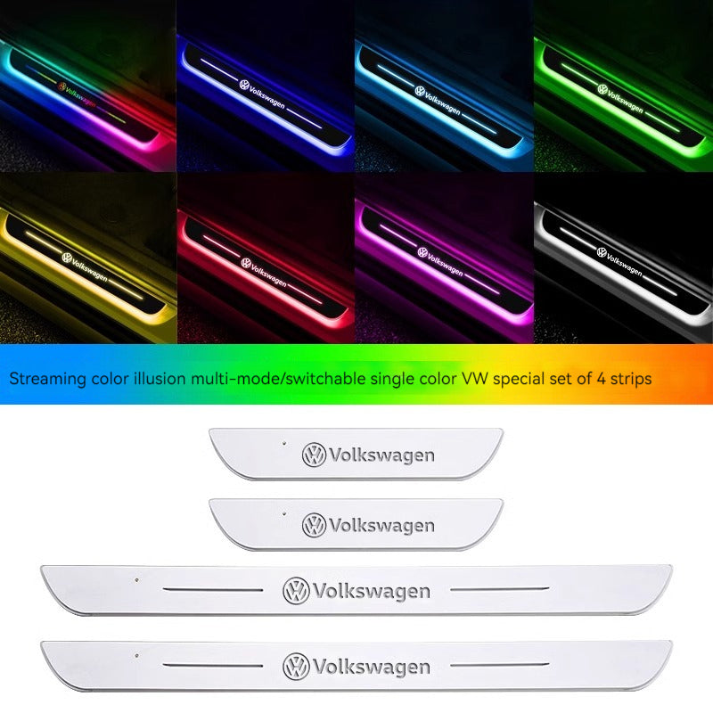 KT-1107002 Brand-Specific Car Ambient Light with Logo, Threshold Ambient Light, Welcome Pedal LED Sensor Light, Car Modification Decoration Fluorescent Breathing Lights - 4 Pieces