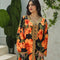 KTX-7982838579416 Tropic Flowers Print Round Neck Long Sleeve Abaya