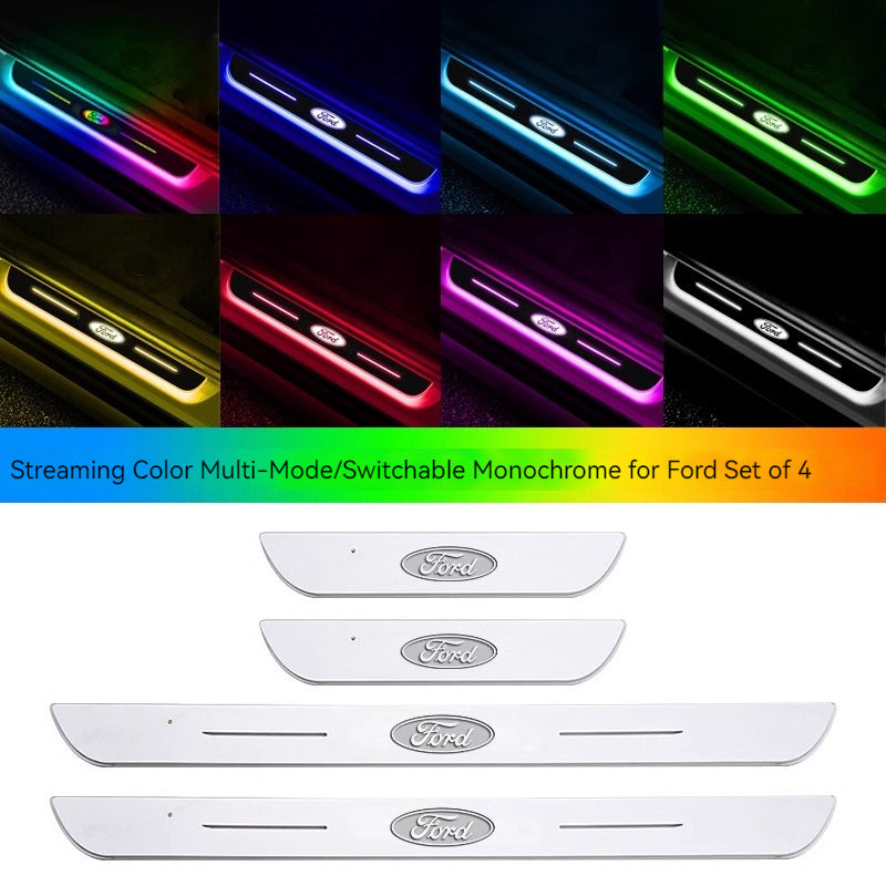 KT-1107002 Brand-Specific Car Ambient Light with Logo, Threshold Ambient Light, Welcome Pedal LED Sensor Light, Car Modification Decoration Fluorescent Breathing Lights - 4 Pieces