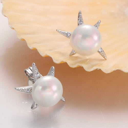 E034 Mixed order brilliant tiny artificial pearl earrings