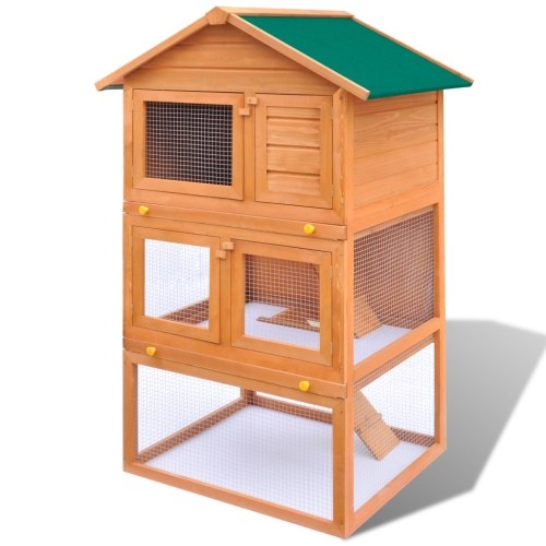 Rabbit cage outdoors for small pets 3 wood floors