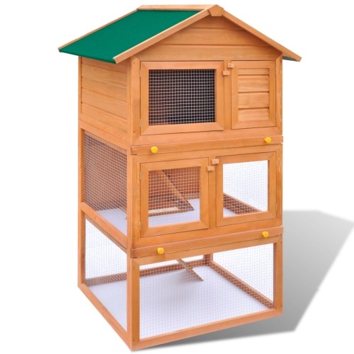 Rabbit cage outdoors for small pets 3 wood floors