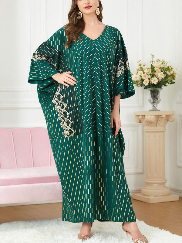 KTX-7982839005400 Elegant Geometric Print Dolman Sleeve Kaftan