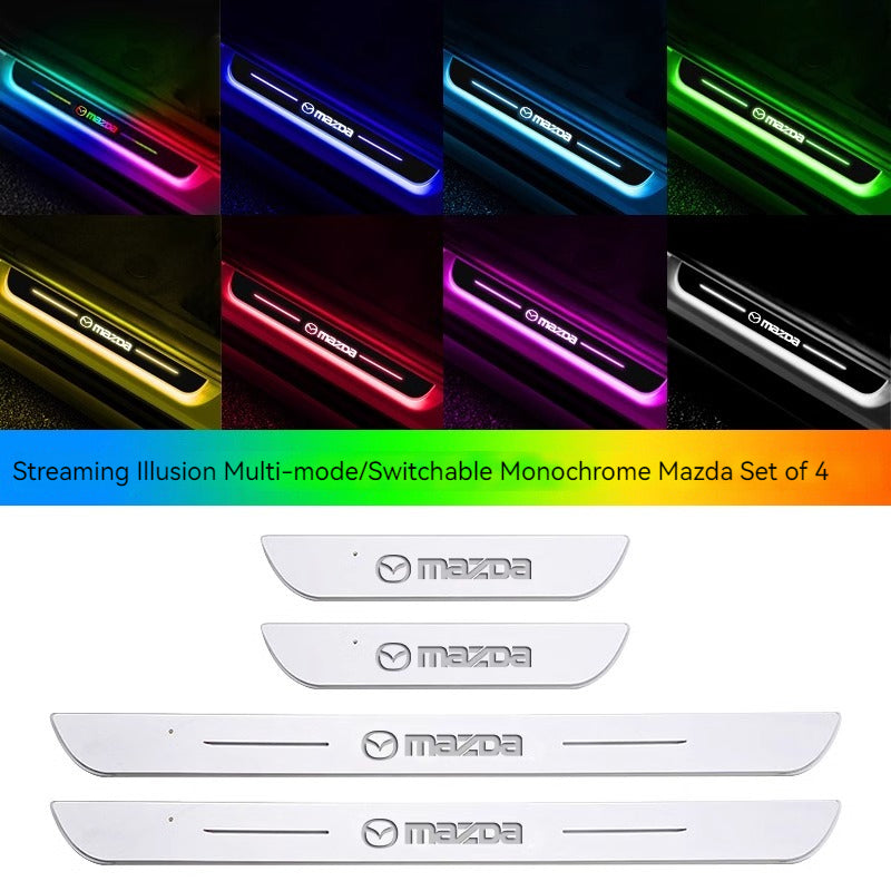 KT-1107002 Brand-Specific Car Ambient Light with Logo, Threshold Ambient Light, Welcome Pedal LED Sensor Light, Car Modification Decoration Fluorescent Breathing Lights - 4 Pieces