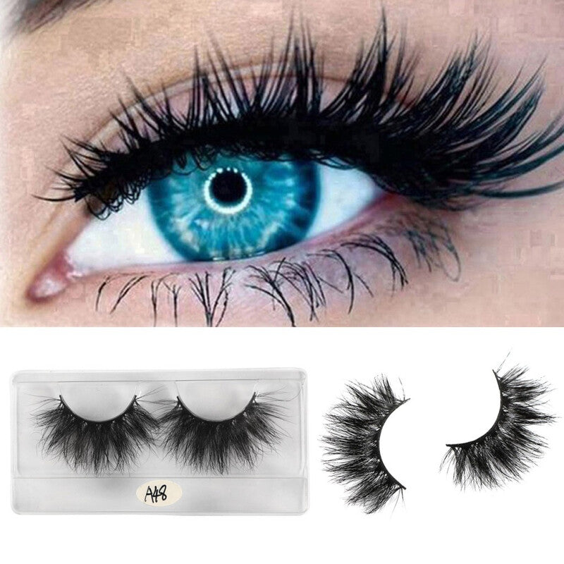 1 Pair Mink Dramatic Long False Eyelashes - Black