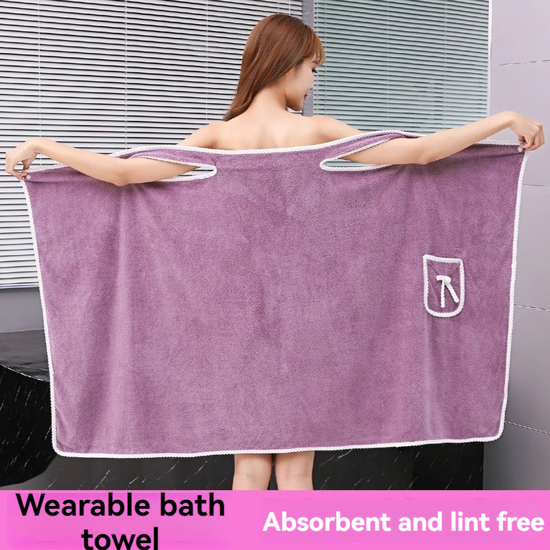 XJK-042512-Wearable Bath Towel, Women, Adult Sling Bath Skirt, Thickened Bathrobe, Household, Absorbent, Soft, Do Not Lose Hair