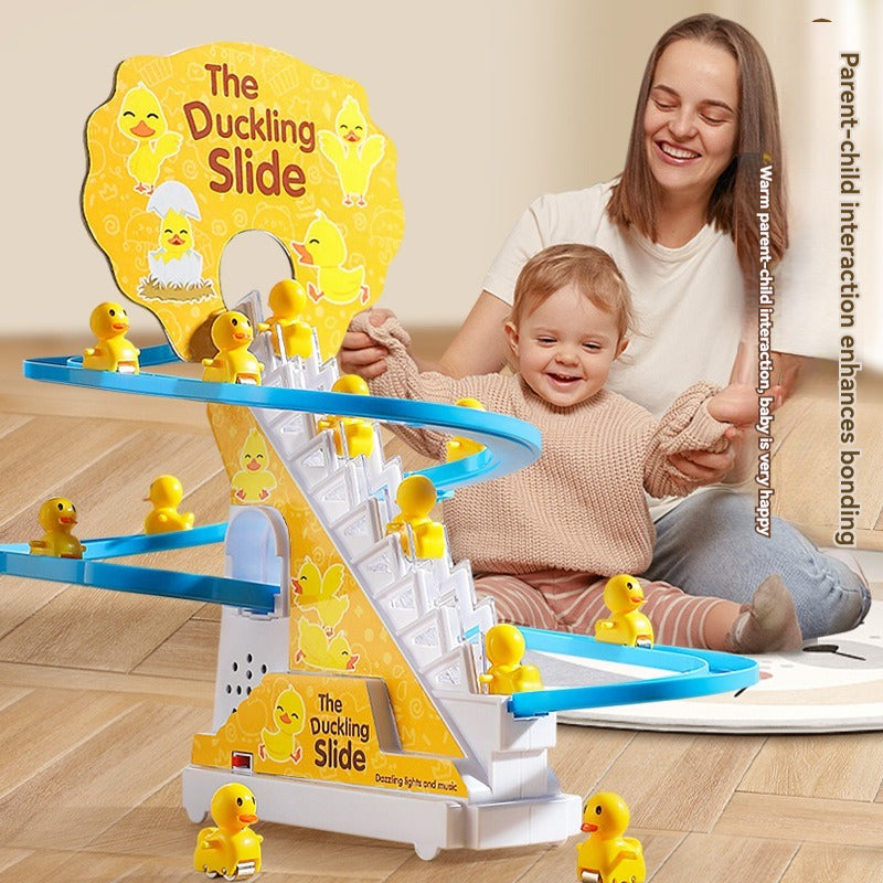 XJK-042601  Duckling Automatic Climbing Stairs, Children, Electric Track, Educational, Little Yellow Duck Slide Slide Toy