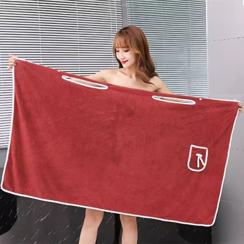 XJK-042512-Wearable Bath Towel, Women, Adult Sling Bath Skirt, Thickened Bathrobe, Household, Absorbent, Soft, Do Not Lose Hair