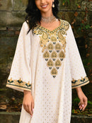 KTX-7982841856216 Ethnic Pattern V Neck Long Sleeve Kaftan