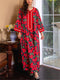 KTX-7982840578264 Elegant Floral Print Small V Neck Kaftan