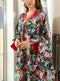 KTX-7982841692376 Floral Pattern Lapel Collar Long Sleeve Elegant Kaftan