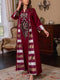 KTX-7982841200856 Sequins Embroidery Patchwork Striped V Neck Kaftan