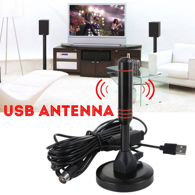 200 Mile Indoor USB Antenna TV Digital HD - White/Red/Black