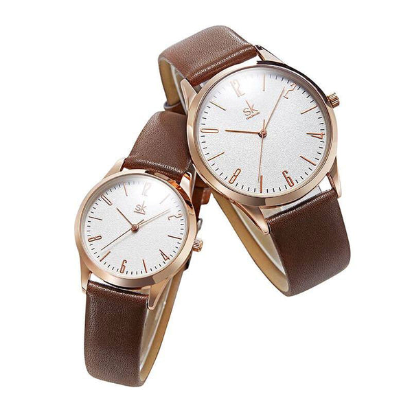 2019 Premium Leather Couple Watches - Brown