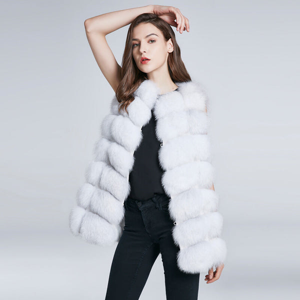 2022 Fashionable Women's Fox Furry Vest - White