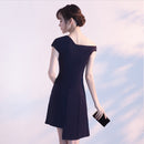 2020 Female Evening Slim Casual Dress - Dark Blue