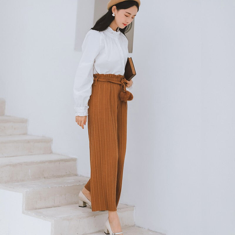 2020 Han Edition Style Wide-Legged Pants - Coffee