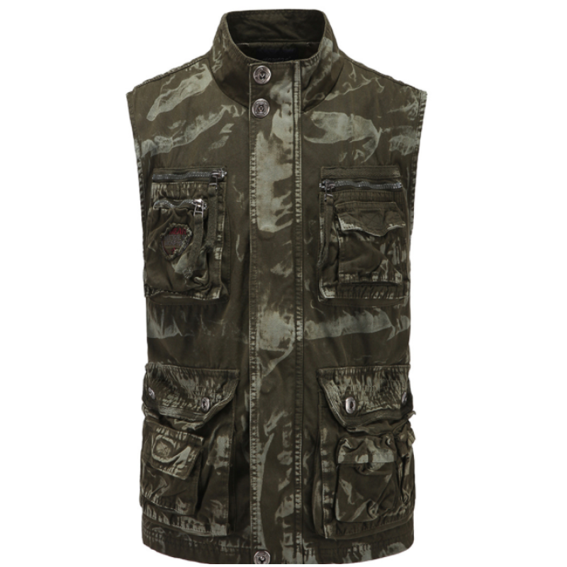 2020 New outdoor men's Stylish Pure Cotton Vest - Army Green