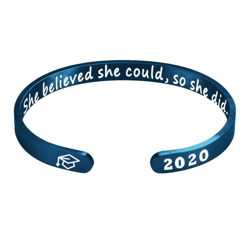 2020 Premium Graduation Cuff Bracelet - Blue