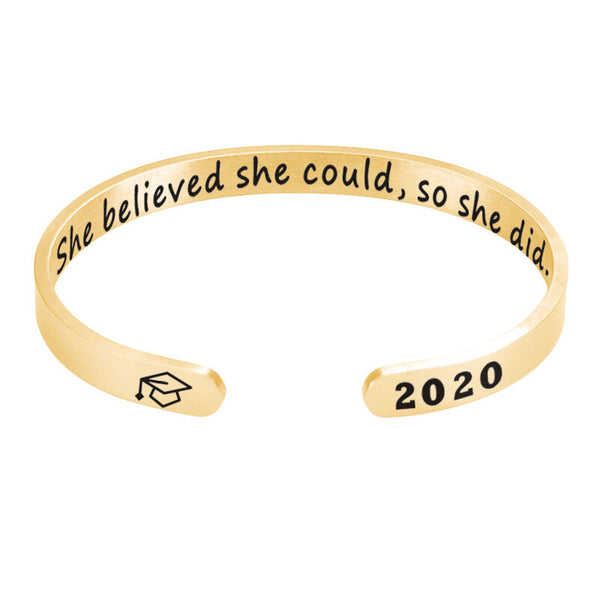 2020 Premium Graduation Cuff Bracelet - Gold