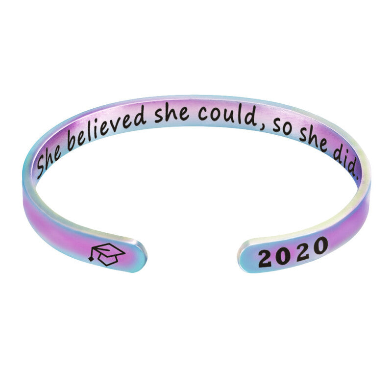 2020 Premium Graduation Cuff Bracelet - Rainbow