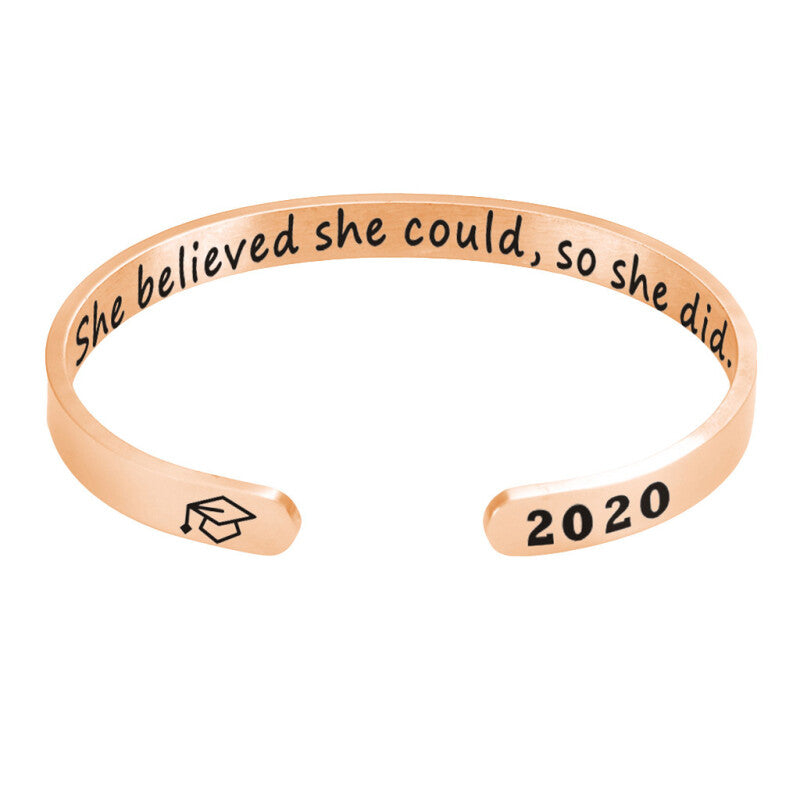 2020 Premium Graduation Cuff Bracelet - Rose Gold