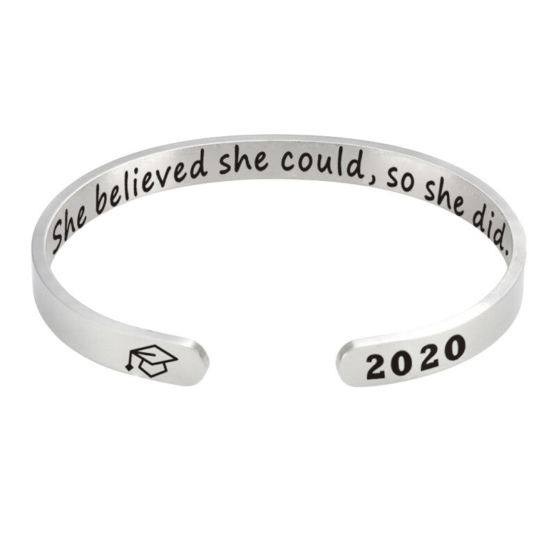 2020 Premium Graduation Cuff Bracelet - Silver