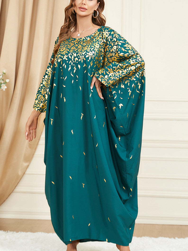 KTX-7982841135320 Green Bat Sleeve Loose Kaftan