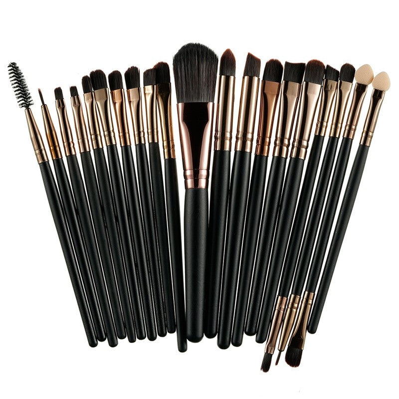 20Pcs Premium Professional Makeup Brushes Set - Black