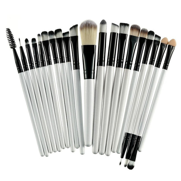 20Pcs Premium Professional Makeup Brushes Set - White&Black