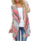 Casual Cable Knit Cloak Cardigan Geometric Print Drape Front