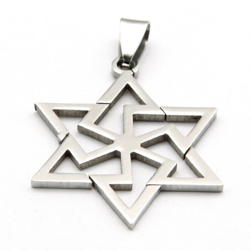 23 Inches Premium Five Star Pendant  - Silver