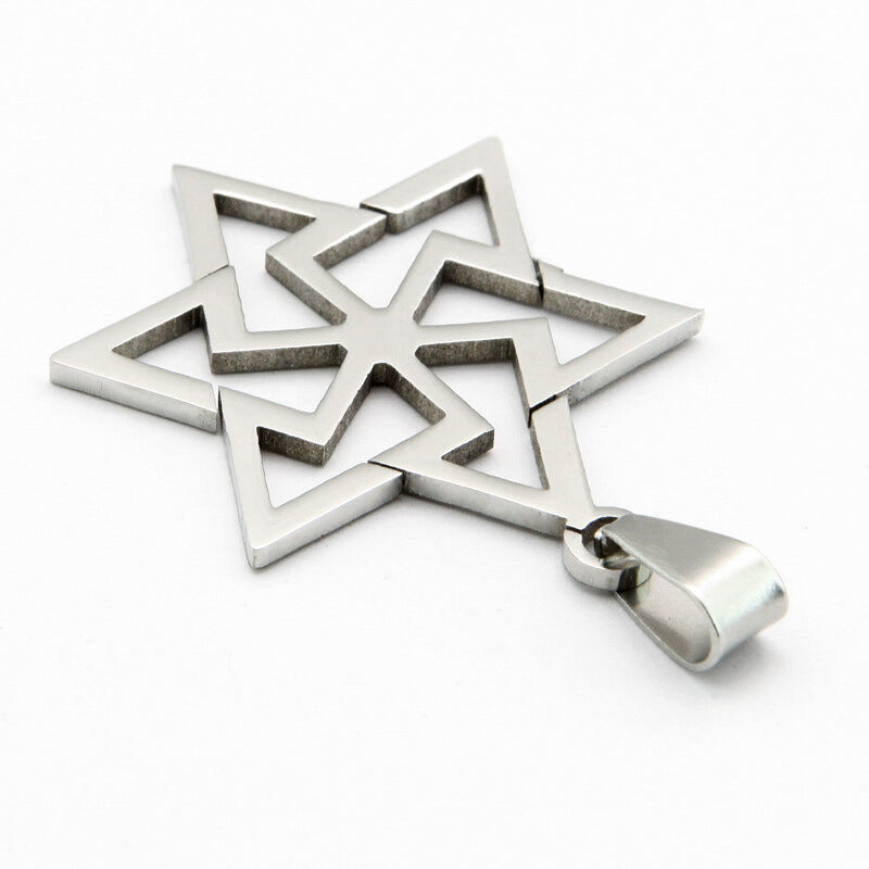 23 Inches Premium Five Star Pendant  - Silver