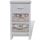 White Cabinet with 1 Drawer and 2 Baskets Wood