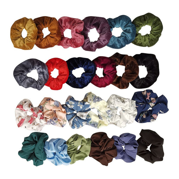 24 Pcs. Elastic Hair Scrunchies - Multicolor