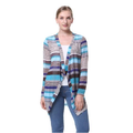 Casual Cable Knit Cloak Cardigan Geometric Print Drape Front