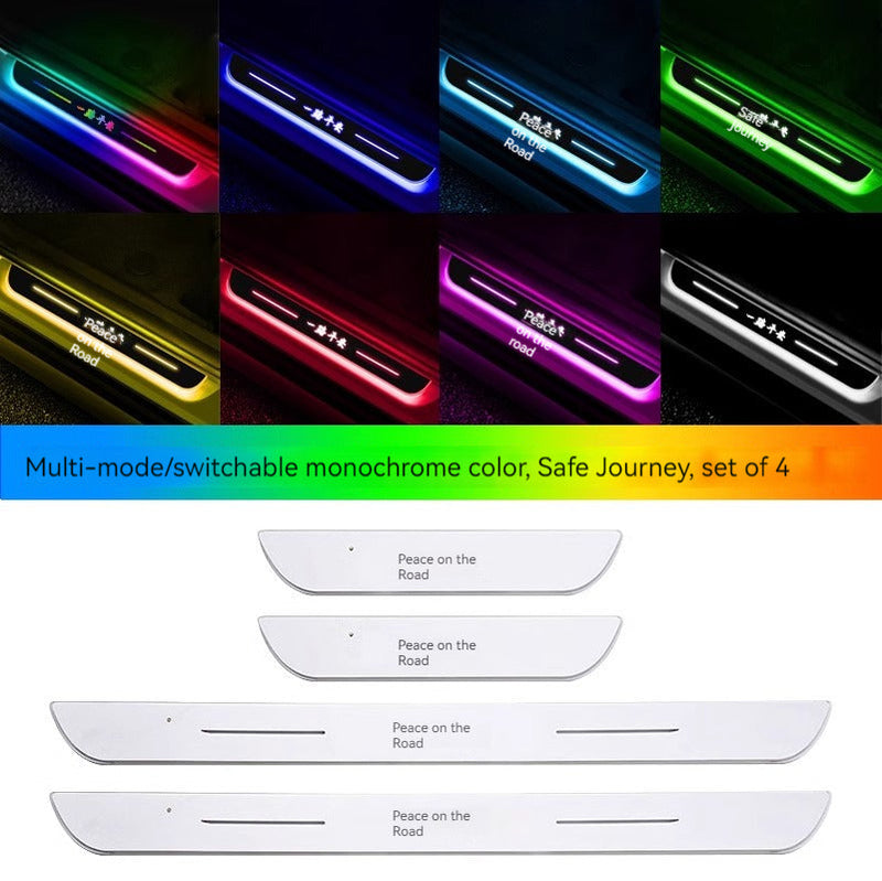 KT-1107002 Brand-Specific Car Ambient Light with Logo, Threshold Ambient Light, Welcome Pedal LED Sensor Light, Car Modification Decoration Fluorescent Breathing Lights - 4 Pieces