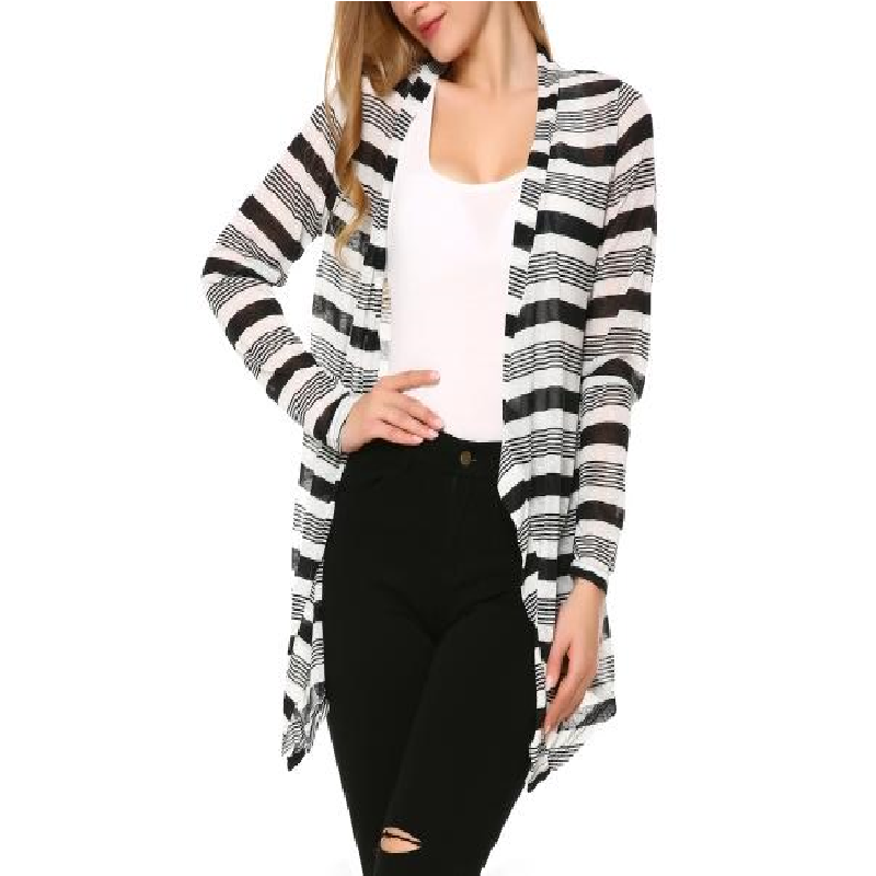 Casual Cable Knit Cloak Cardigan Geometric Print Drape Front