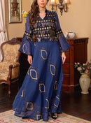 KTX-7982841397464 Sequined Dangling Beard Embroidered Long Sleeve Kaftan